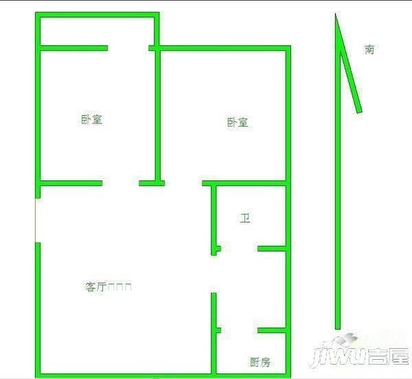 中原小区2室1厅1卫62㎡户型图