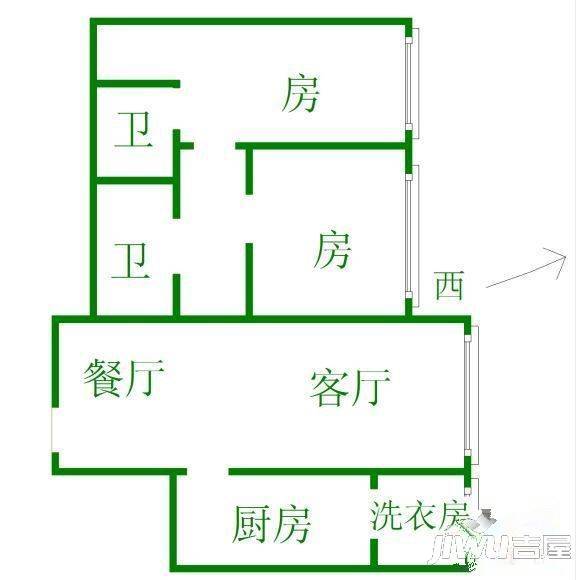 市府东院3室2厅1卫户型图