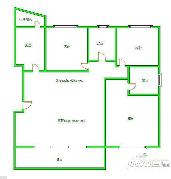 市府东院3室2厅1卫户型图