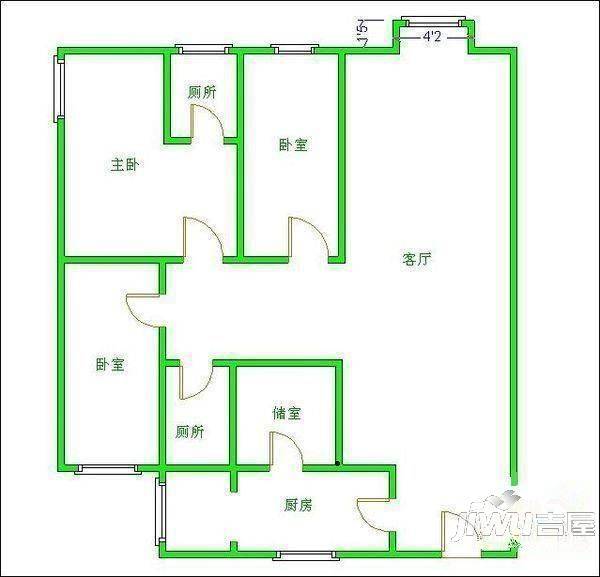 市府东院3室2厅1卫户型图