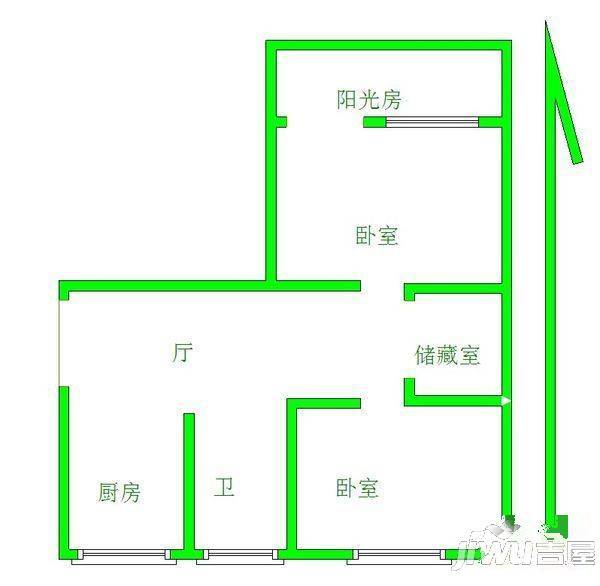 东城置业综合楼2室1厅1卫户型图