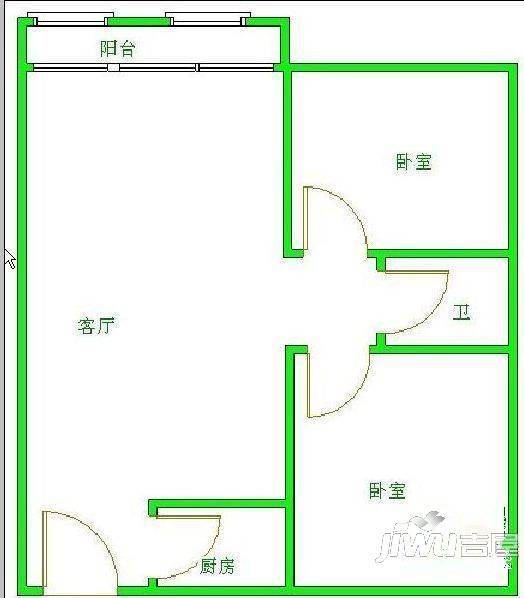 东城置业综合楼2室1厅1卫户型图