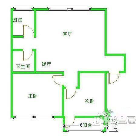 东城置业综合楼2室1厅1卫户型图