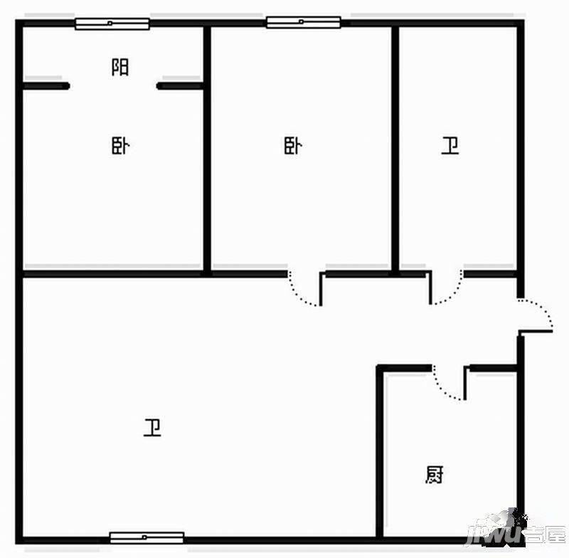 利民小区2室1厅1卫60㎡户型图