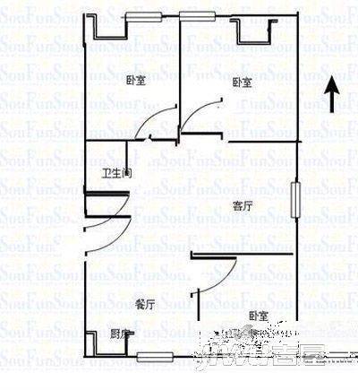 今日家园3室2厅1卫123㎡户型图