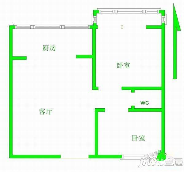 世华园2室2厅1卫户型图