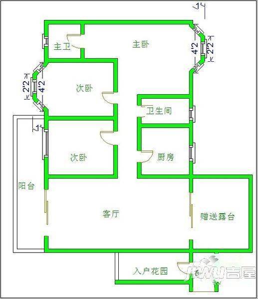 御景名苑2室2厅1卫户型图