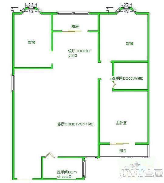 金质家园4室2厅2卫170㎡户型图