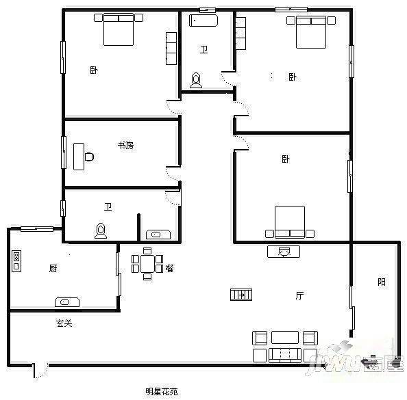 五一小区2室1厅1卫49㎡户型图