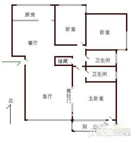 山水名邸3室2厅2卫户型图