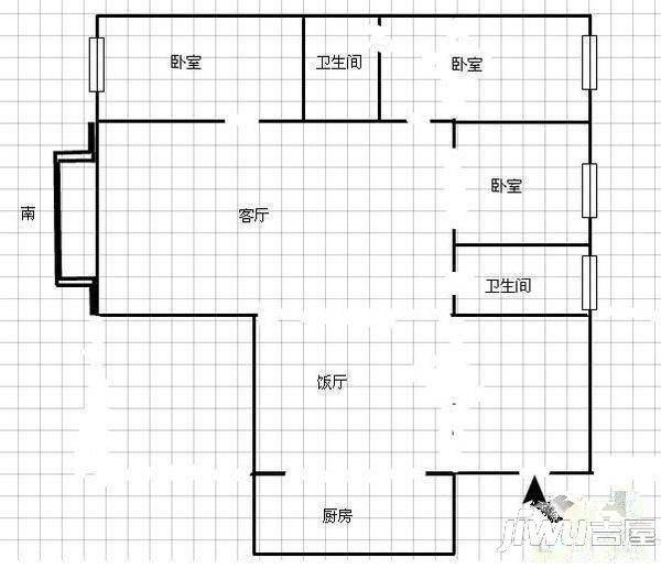 山水名邸3室2厅2卫户型图