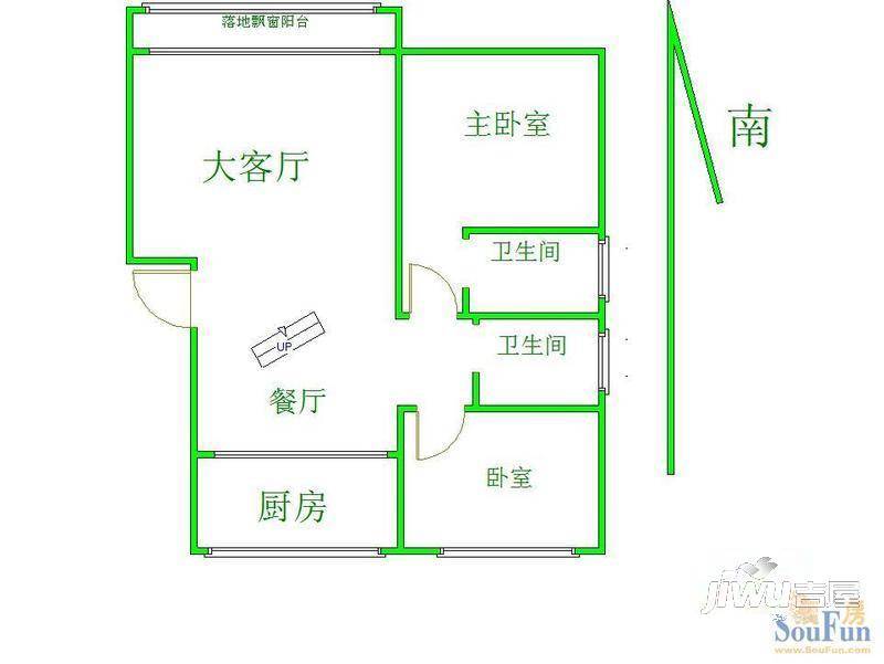 启明安居小区0室1厅1卫户型图