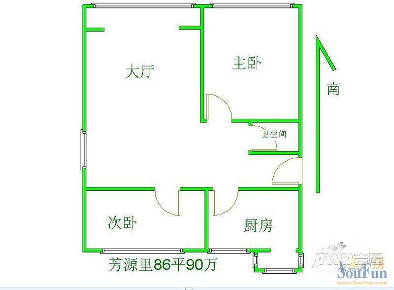 启明安居小区0室1厅1卫户型图