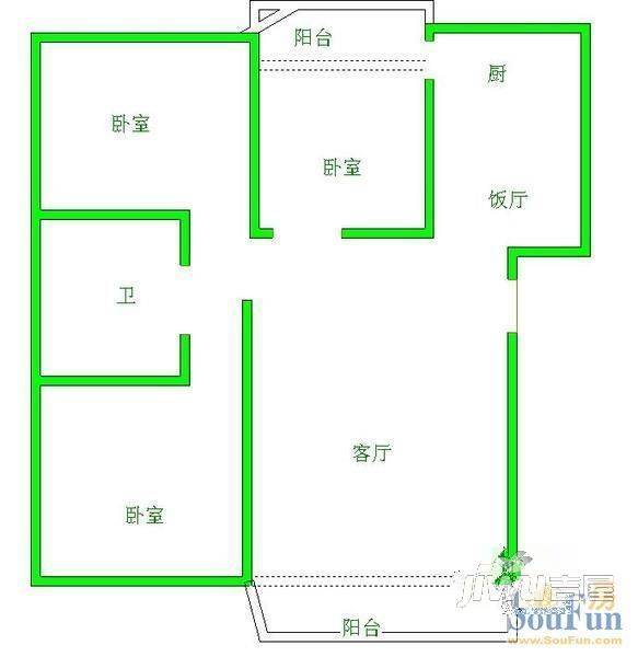 启明安居小区0室1厅1卫户型图