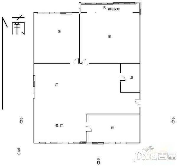 隋唐城2室2厅1卫70㎡户型图