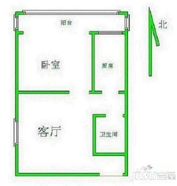 利民小区2室1厅1卫60㎡户型图