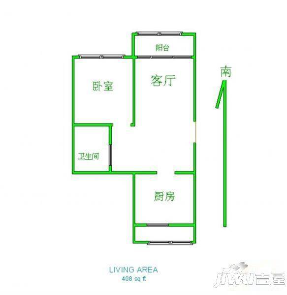 利民小区2室1厅1卫60㎡户型图