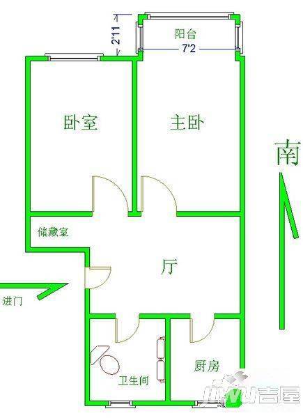 信昌小区2室2厅1卫73㎡户型图