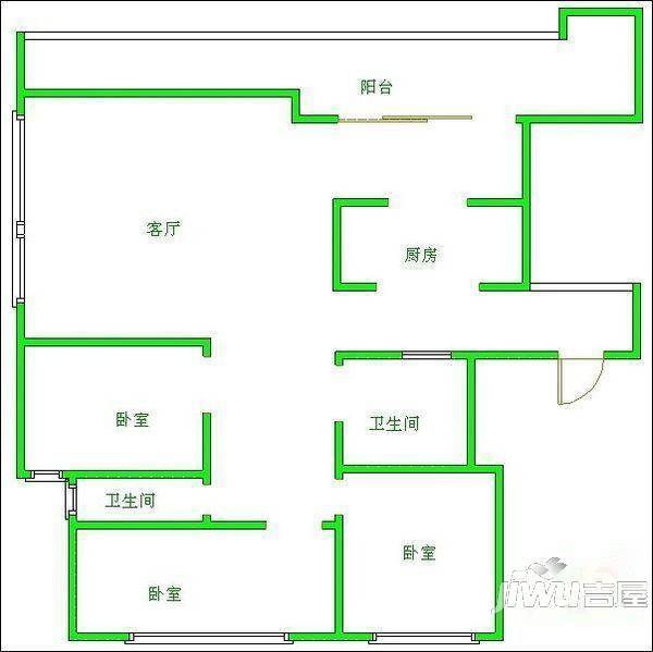 信昌小区2室2厅1卫73㎡户型图