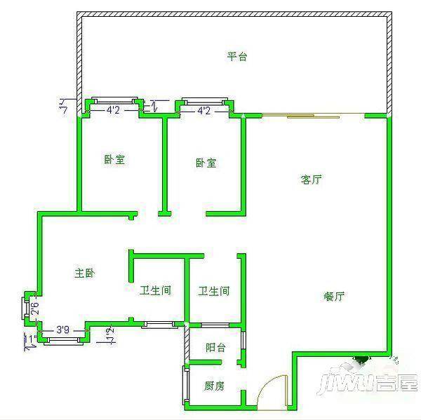 信昌小区2室2厅1卫73㎡户型图