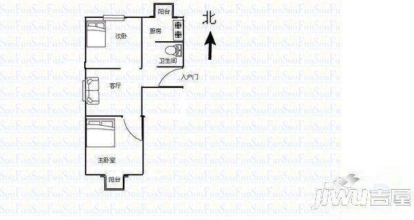 信昌小区2室2厅1卫73㎡户型图