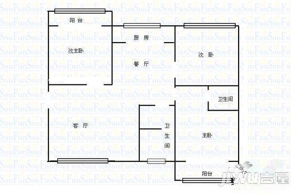 鑫杰小区3室2厅2卫136㎡户型图