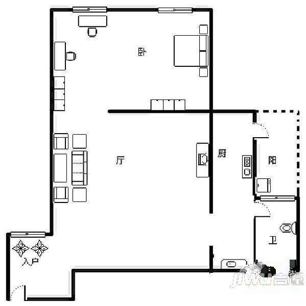 粮兴新居3室2厅1卫99㎡户型图