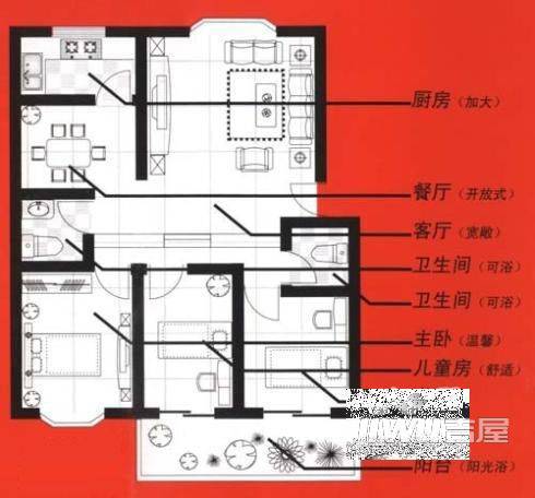 荣森世纪新城2室2厅1卫96.3㎡户型图