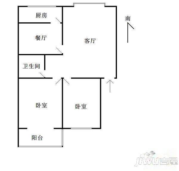 荣森世纪新城2室2厅1卫96.3㎡户型图