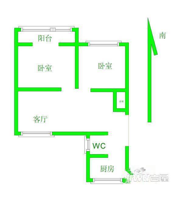华林新村2室1厅1卫户型图