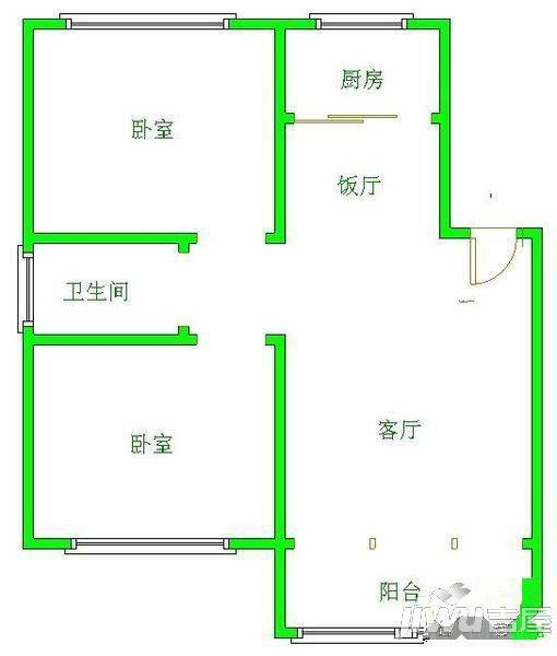 周山森林小区2室1厅1卫户型图