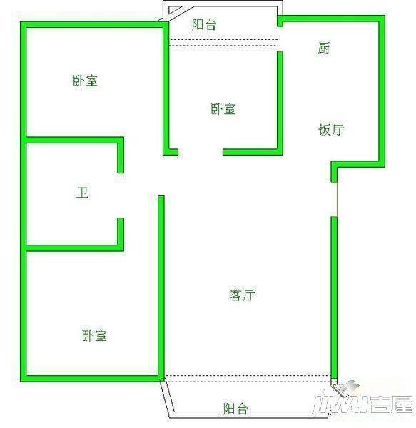 周山森林小区2室1厅1卫户型图