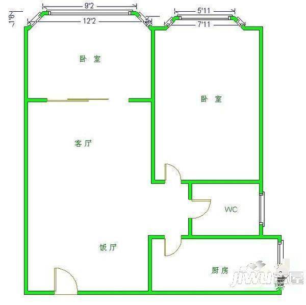 城市花园2室2厅1卫户型图