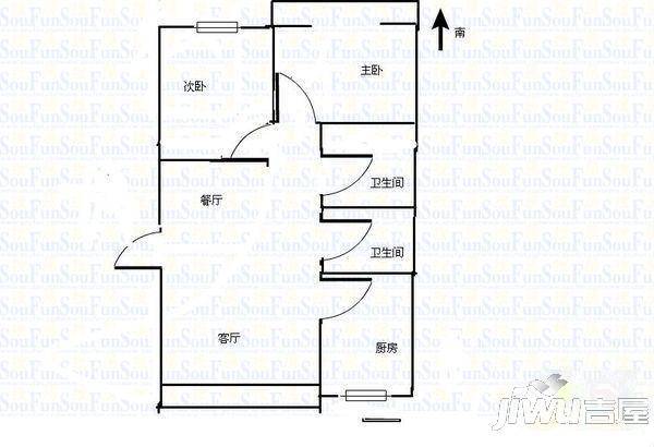 三鑫小区3室2厅1卫115㎡户型图