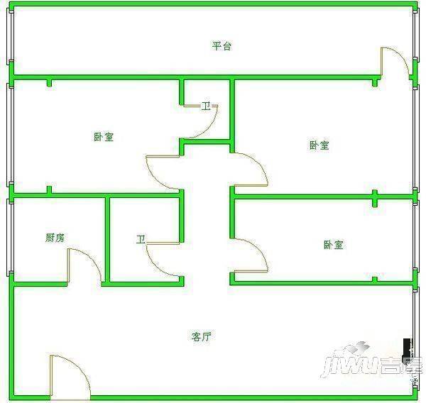 洛浦秋枫2室2厅1卫户型图