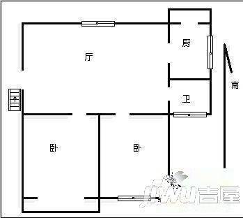 唐城花园2室2厅1卫75㎡户型图