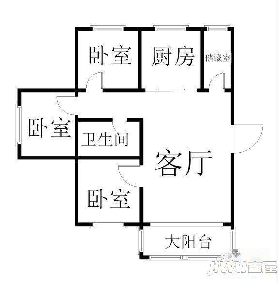 唐城花园2室2厅1卫75㎡户型图