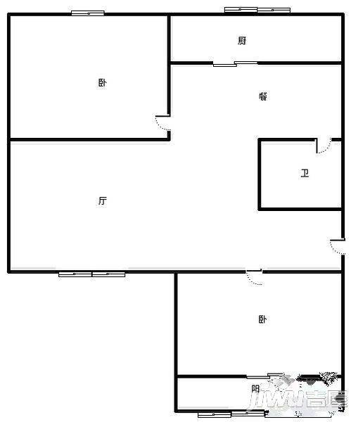 唐城花园2室2厅1卫75㎡户型图