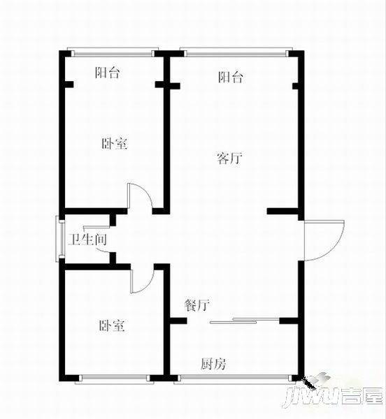 龙泉小区2室1厅1卫60㎡户型图