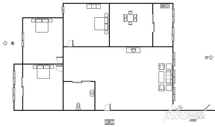 居业家园2室2厅1卫87㎡户型图