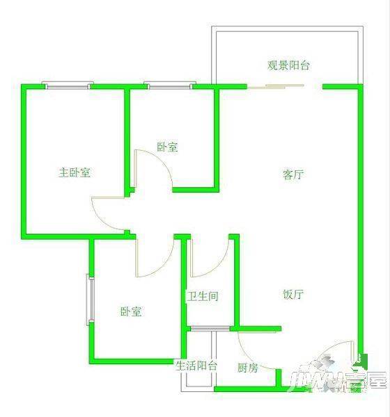 天力商厦2室2厅1卫户型图