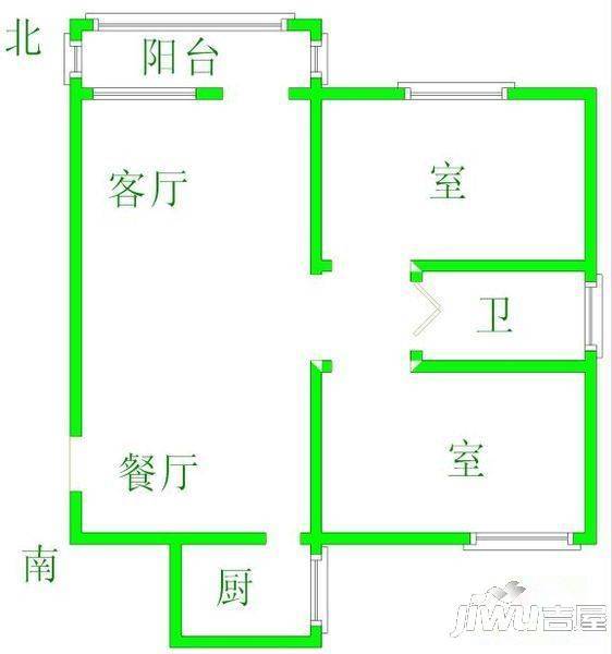 天力商厦2室2厅1卫户型图