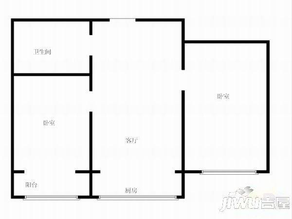 名居青岛新村2室2厅1卫90㎡户型图