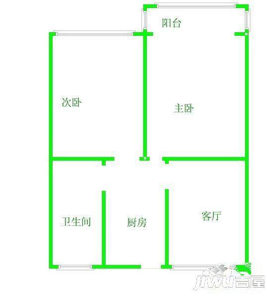 名居青岛新村2室2厅1卫90㎡户型图