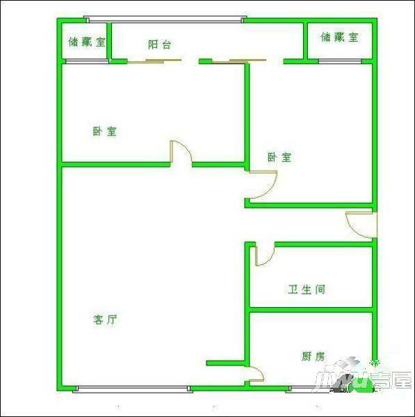 名居青岛新村2室2厅1卫90㎡户型图