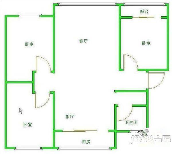 桃苑旺角3室2厅1卫户型图