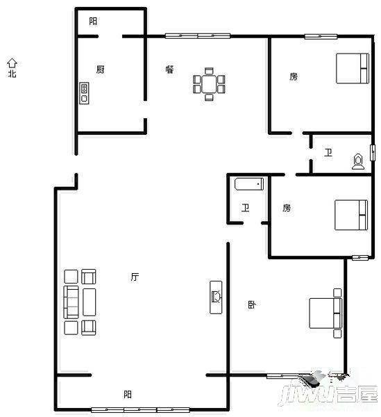 河洛文化渡假村4室2厅2卫166㎡户型图