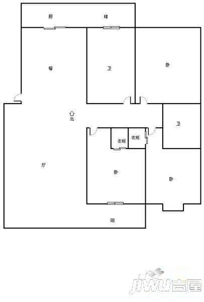 九龙花园3室2厅2卫133㎡户型图