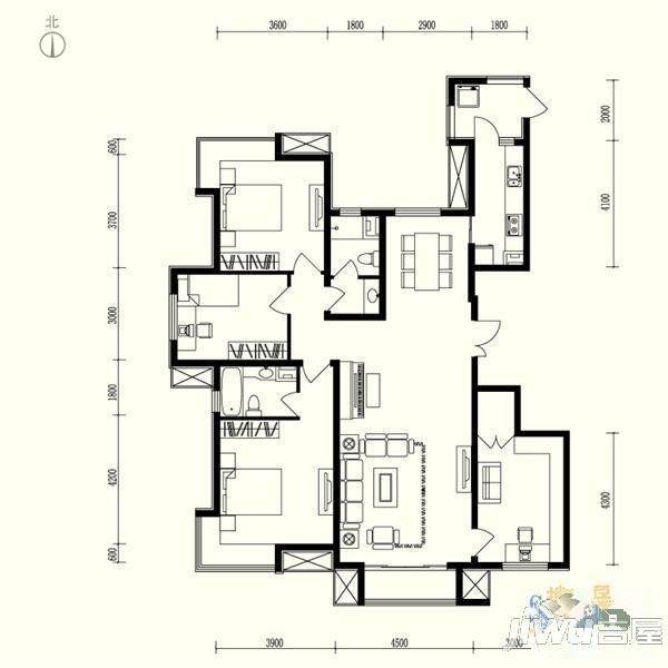 安基新春天2室2厅1卫户型图