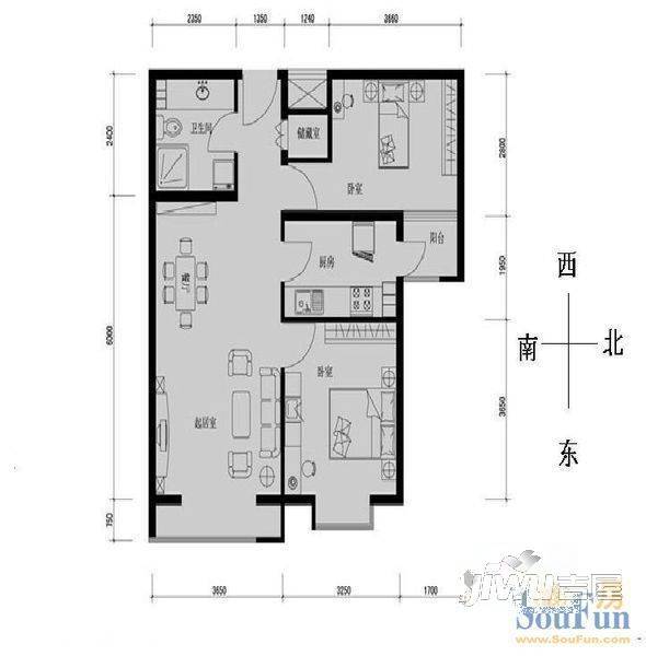 佳华怡景苑3室2厅2卫117㎡户型图